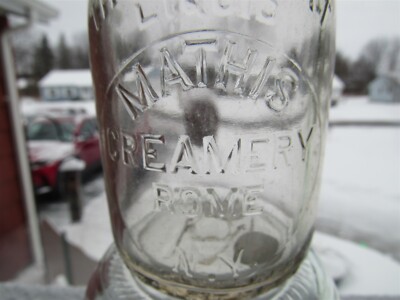 TRETQ Milk Bottle Mathis Creamery Dairy Rome NY ONEIDA COUNTY Third ...