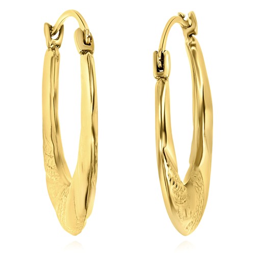 14K Real Gold Graduated Swirl Hoop Earrings 18mm - Picture 5 of 8