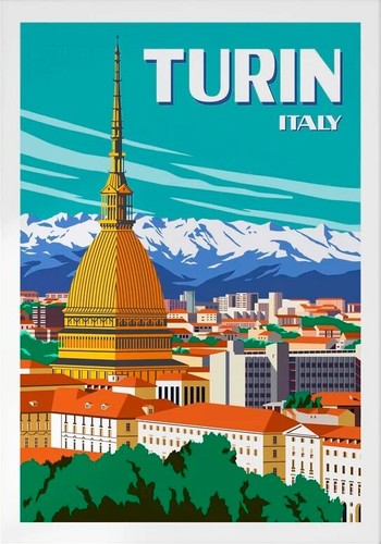 Turin Italy 40x50cm Stretched Travel Canvas Wall Art Print - Picture 3 of 3