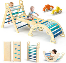 Pikler Triangle Set 7In1 Foldable Baby Climbing Toys Wooden Montessori Climbing