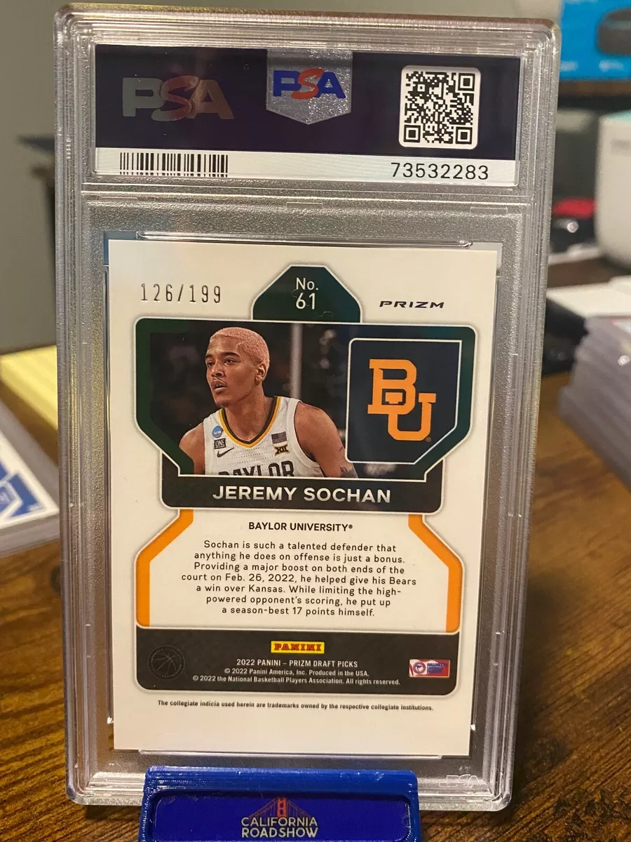 2022 Prizm Draft Picks Blue Prizm Jeremy Sochan 126/199 #61 PSA 9