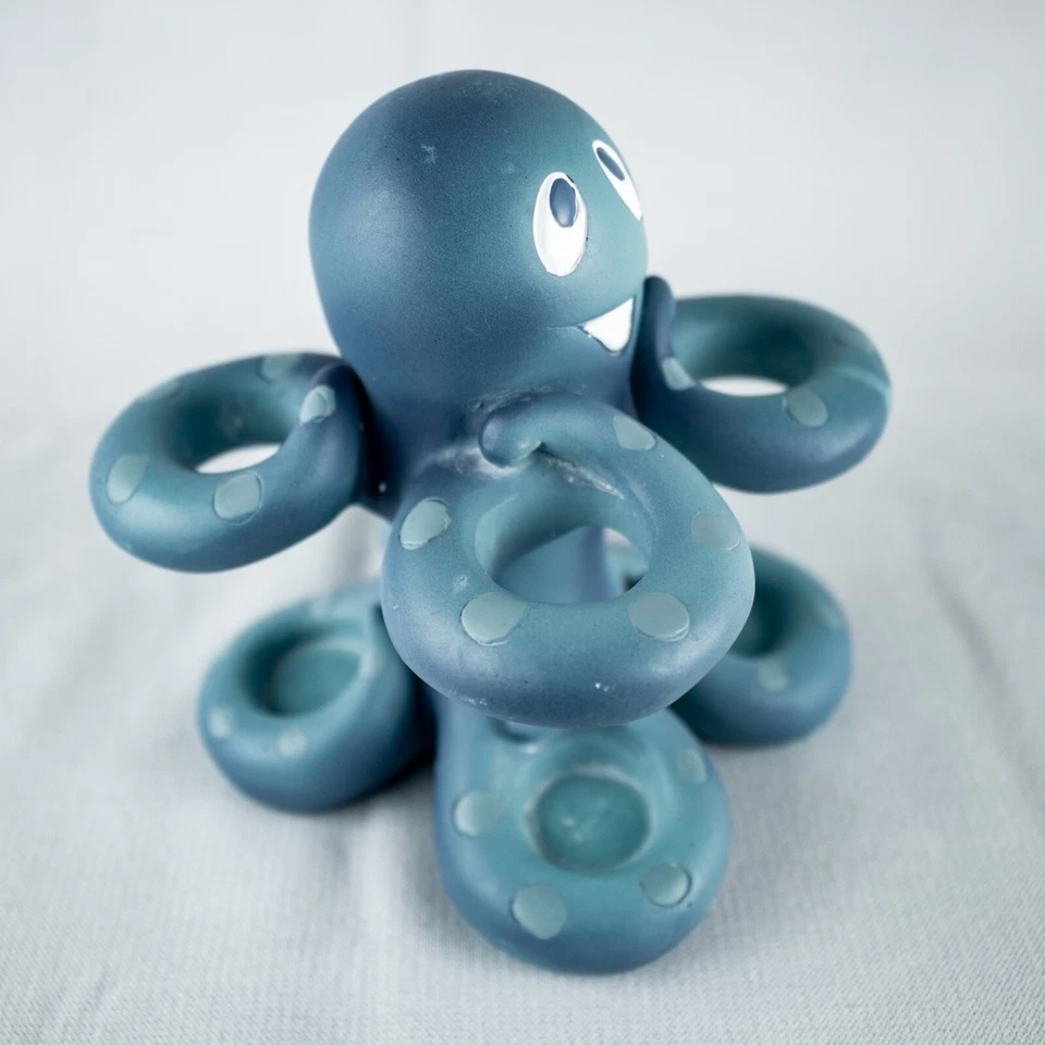 Soporte para cepillo de dientes artesanal de cerámica de arcilla azul vintage 4,25" L x 3,5" W Foto 4 de 4