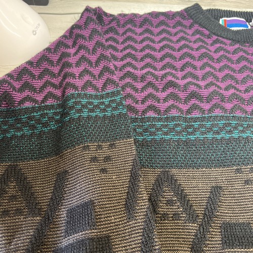 Vintage Sweater Graphix Crewneck Pullover 90s Colorful Pattern Mens XLarge Cosby - Picture 4 of 9