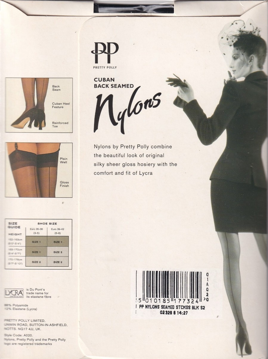 Bas Couture Pretty Polly 10 Deniers Noir - Taille 2 - Style Cuban Back Seam - Neuf Avec étiquettes