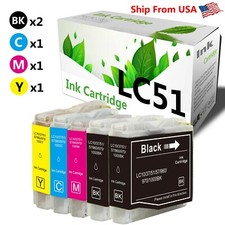 5-pk LC 51 LC51 B/C/M/Y Combo Ink Cartridges for MFC 845CW 885CW Printers