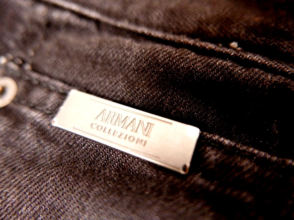 Pantalones de mezclilla ARMANI COLLEZIONI P99 para hombre 33 x 35 regular pierna recta negro lavado Foto 3 de 4