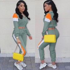Crushin' It Track Suit Grey Orange Block Sz M 2 Pc Set