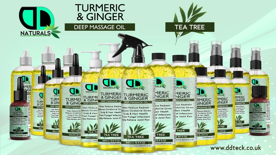 DD TECK Kurkuma & Ingwer Tiefenmassageöl Teebaum - reduziert Rötungen & Pilzinfektionen