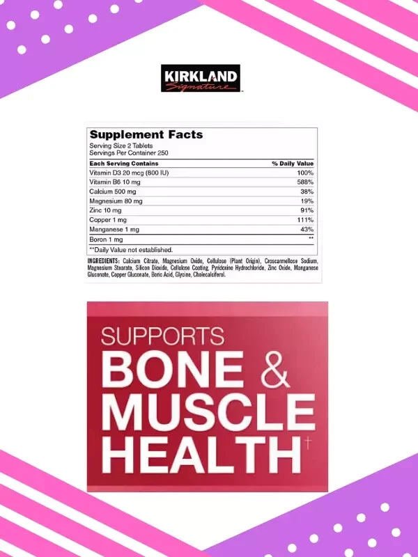 Kirkland Signature Citrato de Calcio, Magnesio y Zinc, 500 Comprimidos Foto 2 de 2