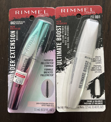 RIMMEL WONDER BLAST & ULTIMATE BOOST MASCARA 001 White 002 Brownish Blk 2pk