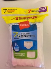 Hanes Boys' TAGLESS White Briefs 7-Pack Includes 1 Free Bonus Brief XS