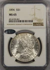1896 Morgan Silver Dollar NGC MS65 Littleton Select $1 Rainbow Toned Reverse