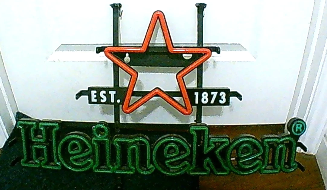 K♢964 Heineken 電光看板 希少品！！ VINTAGE HEINEKEN IMPORTED BEER LIGHT UP SIGN 19” X 13” AWESOME 2