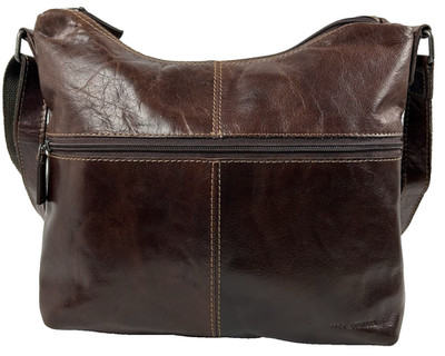Jack Georges Uptown Hobo Crossbody Bag Buffalo Leather Brown 11.5X10X4.5