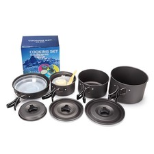Camping Cooking Pot Fry Pan Cutlery Bowl Picnic Set Outdoor Cookware Kit Gift