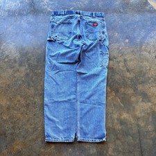 Dickies Mens Carpenter Jeans 36x32 Light Wash Denim Distressed Workwear Pants