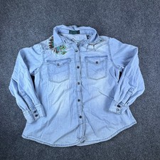 Fashion Express Western Shirt Womens XL Blue ...