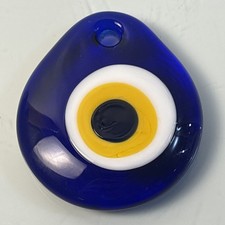 Blue Glass Evil Eye Nazar Amulet Turkish Protection Wall Hanging Charm 2.35"
