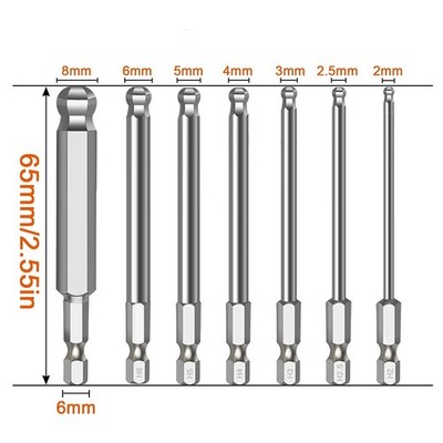 Magnetischer Ball End Hex Schraubendreher Bit 65mm Lang für Schnelle Schrauben