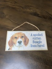 A Spoiled Rotten Beagle lives here CUTE Dog Sign 5"x10" USA Wood Plaque