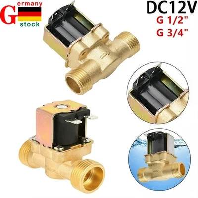 MARKENLOS G1/2" 3/4" DC 12V Magnetventil Elektrisch Wasserventil N/C Wasser Einlass Ventil
