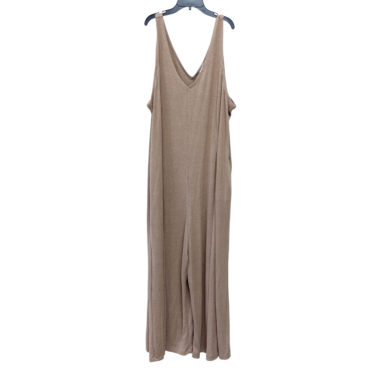 Ava & Viv Women's Brown Sleeveless Knit Wide Leg Jumpsuit Size 3X