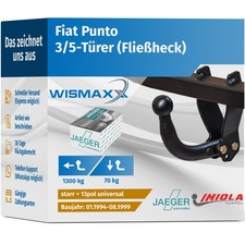 ANHÄNGERKUPPLUNG starr passt für Fiat Punto 94-99 +13pol E-Satz ABE