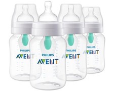 Philips Avent Anti-Colic Baby Bottle with AirFree Vent, 9oz, 4pk, Clear, SCY703/