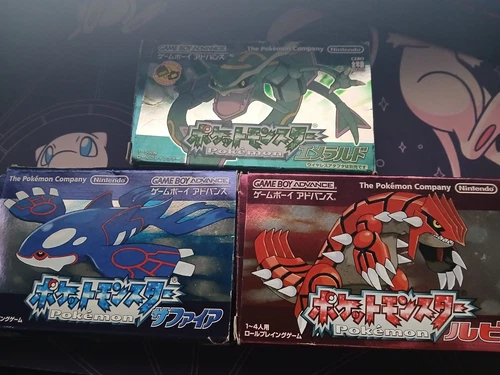 Gameboy Advance Pokemon 3 Lot w/box Ruby sapphire Emerald Japanese  NTSC-J