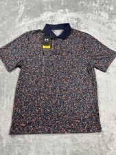 Under Armour Golf Polo Shirt Mens Medium Matchplay Printed Floral Stretch Navy