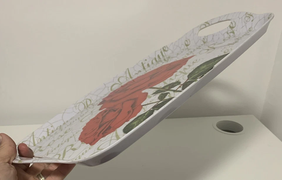 Large Melamine Handled Serving Tray Antique Rose Pattern 47cm x 32cm - Image 4 of 4