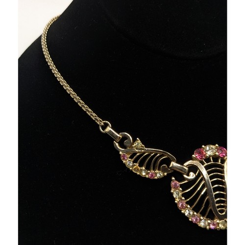 Vintage LUSTERN Louis Stern Art Deco Gold Tone Filigree Choker Necklace 15in - Picture 3 of 8
