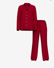 Victoria's Secret Modal Soft Bow Long Pajama Set - Red Lacquer - Size M/Short