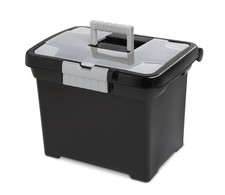 Sterilite Portable File Box, Letter-Size Plastic File Storage Box with Handle an