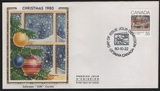 Can 872 - 1980 35c Christmas Greeting Card - FDC on Colorano  Silk  Cachet