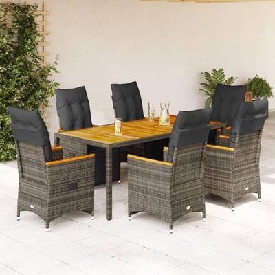 Bistroset Gartenmöbel Gartengarnitur Sitzgruppe mit Kissen Poly Rattan vidaXL