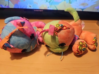Doodle Pets Cat Plush Toy Orange Green Pink Blue Tie Dye 2005 Jakks Set