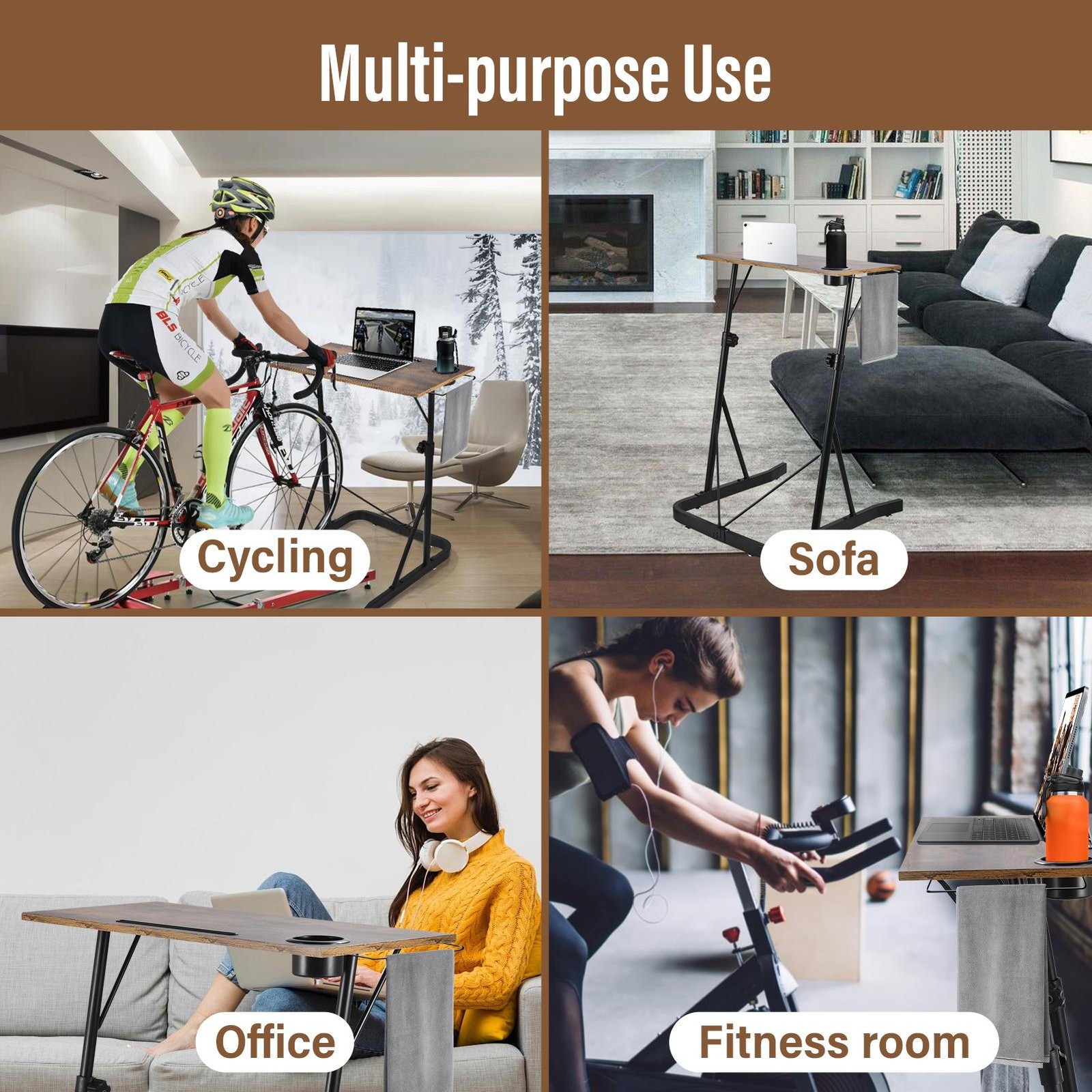 Adjustable Bike Trainer Fitness Desk Workstation for Indoor Cycling Brand New--