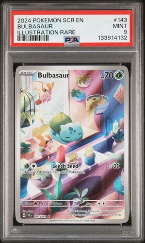 2024 POKEMON SCR EN-STELLAR CROWN ILLUSTRATION RARE #143 BULBASAUR PSA 9