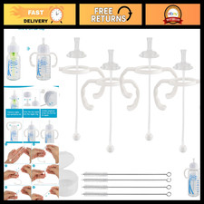Straw Cup Conversion Kit for Narrow Baby Bottles - Spill-Proof, Silicone Straws,
