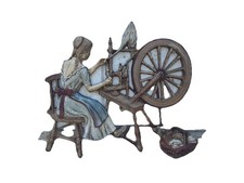 Altes Relif Spinnerin Gusseisern Wandbild