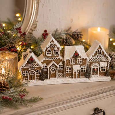 Gisela Graham Light Up White Iced Gingerbread Village Weihnachtsdeko