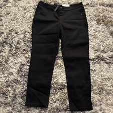 NWT HUE Side Vent Denim Mid-Rise Capri Leggings Black Women's Size M U21739H