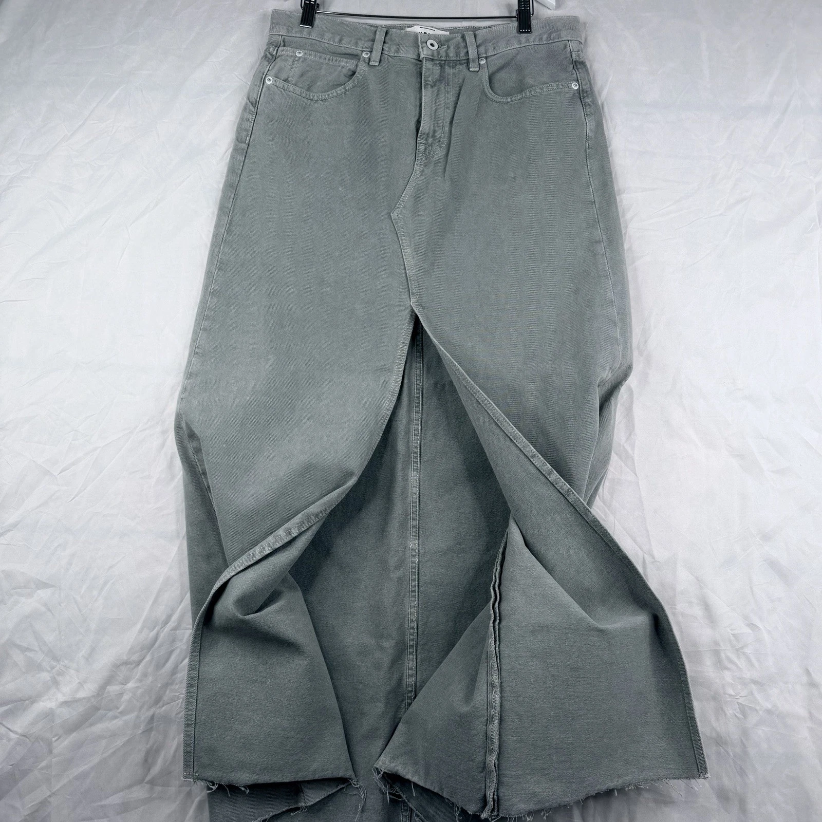 SKIRT Women’s SLVRLAKE PREMIUM Denim Maxi SKIRT SZ-25 Gray Front Slit RN# 155004