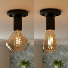 Retro Industrial E27 Batten Lamp Holder, Vintage Edison Bulb Socket, Black