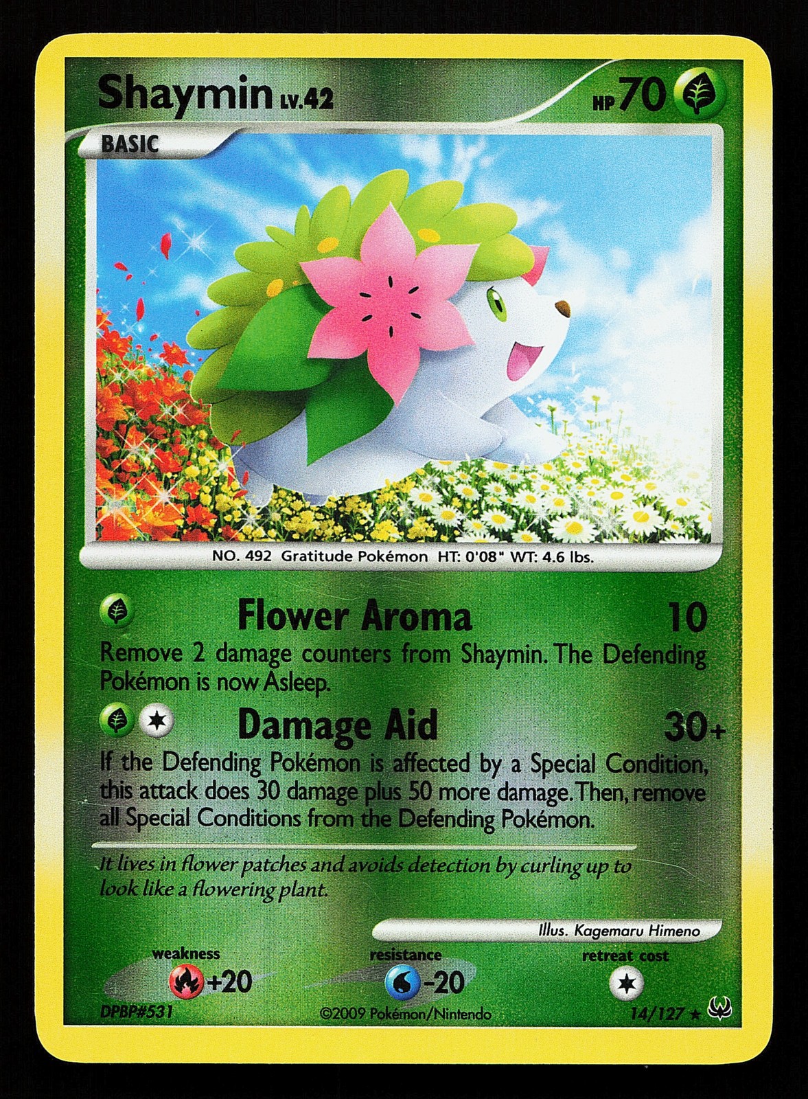 Shaymin 14/127 Reverse Holo Platinum Pokémon Card
