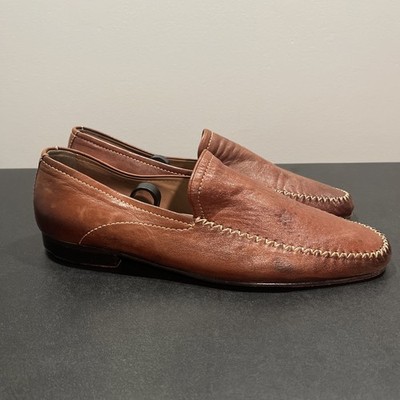 Johnston & Murphy Mens 11.5 Brown Leather Slip On Moc Loafers Shoes 20-3141