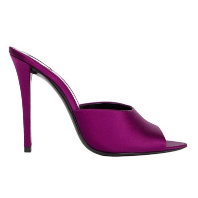 Saint Laurent Goldie Mules In Satin Crepe Purple Damen Sandalen Lila