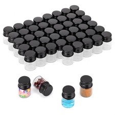 Kesell 49 Pack 5ml Clear Glass Bottles with Screw Aluminum Caps Mini Glass Ja...