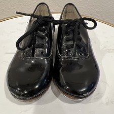 Vintage USA Danshuz Leather Tap Shoes Sz 11 Kids Super H2 Taps